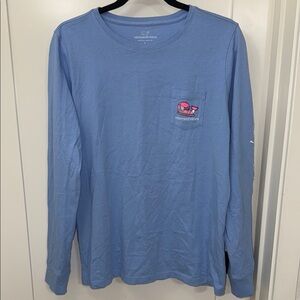 Women's VINEYARD VINES Blue Pink Whale Snowboarding Long Sleeve T-Shirt size L